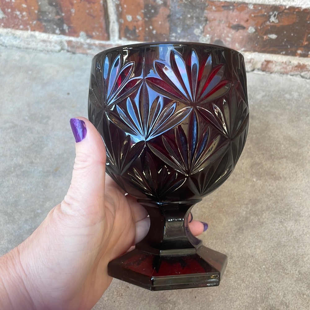 Crystal  Blood Red Goblet